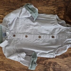 Kids Striped Button-Down Shirt with Green Accents